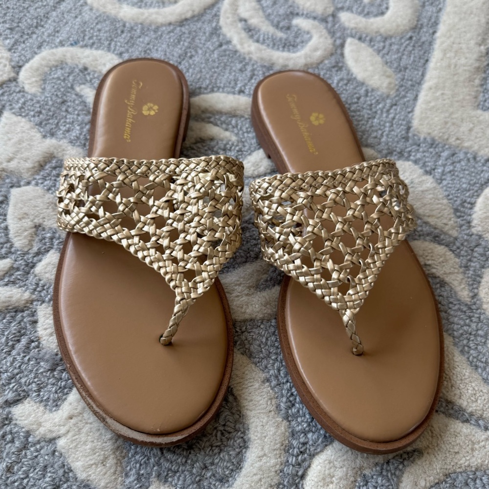 Tommy Bahama Gold Woven Sandals
